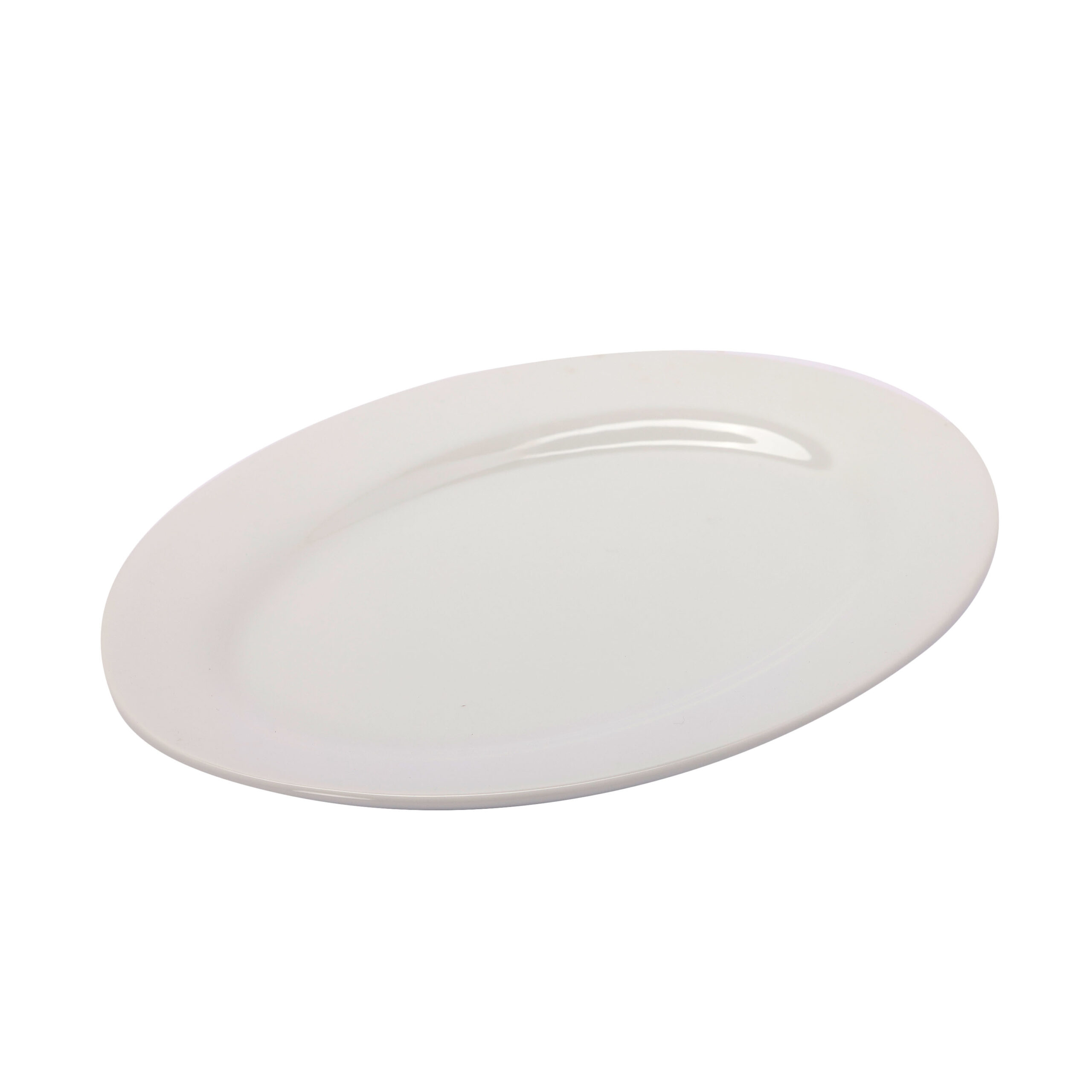 Ceramic Oval Plate with Rolled Edge