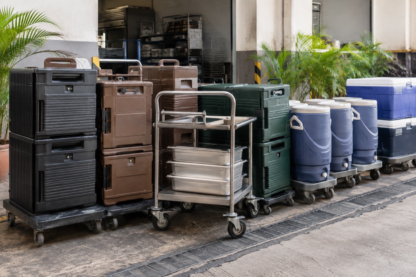 Catering transport equipment prepared for off site foodservice